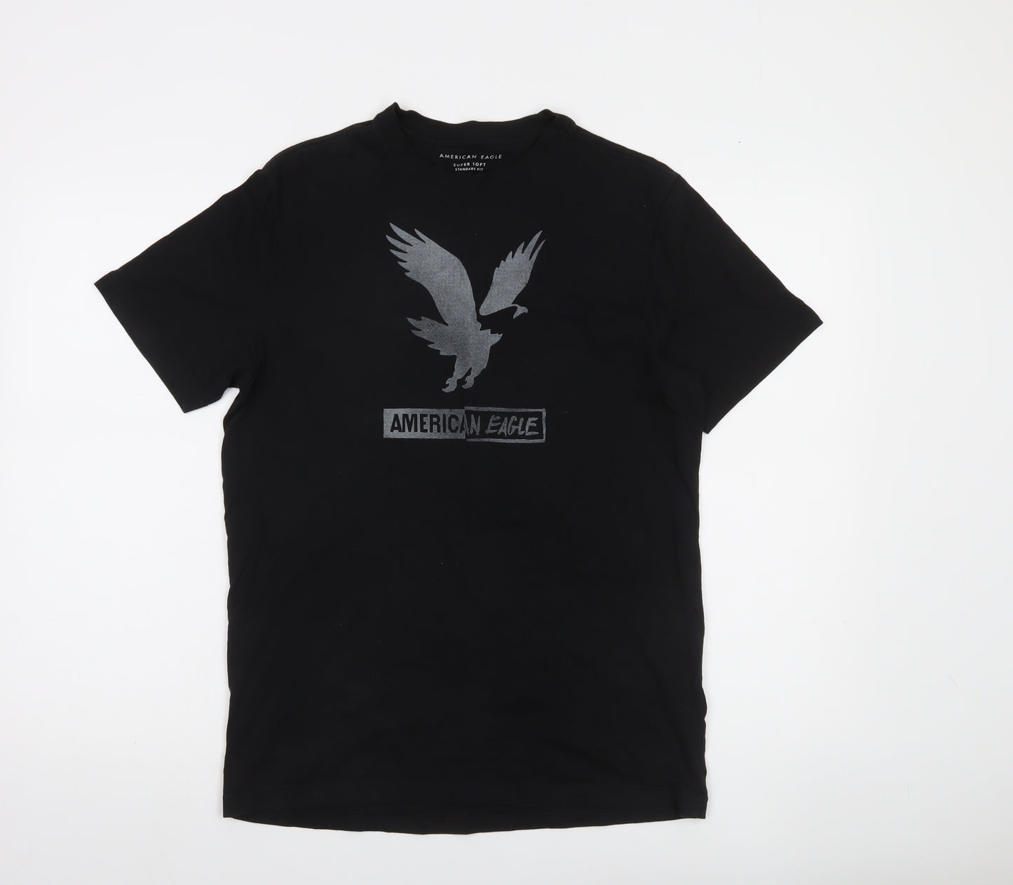 American Eagle Men's Black Small Graphic T-Shirt Super Soft Cotton