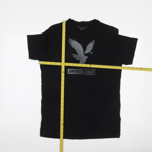 American Eagle Men's Black Small Graphic T-Shirt Super Soft Cotton