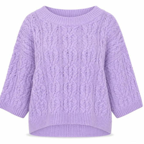 H&M Women’s Purple Cable-Knit Cotton Blend Jumper Size 12