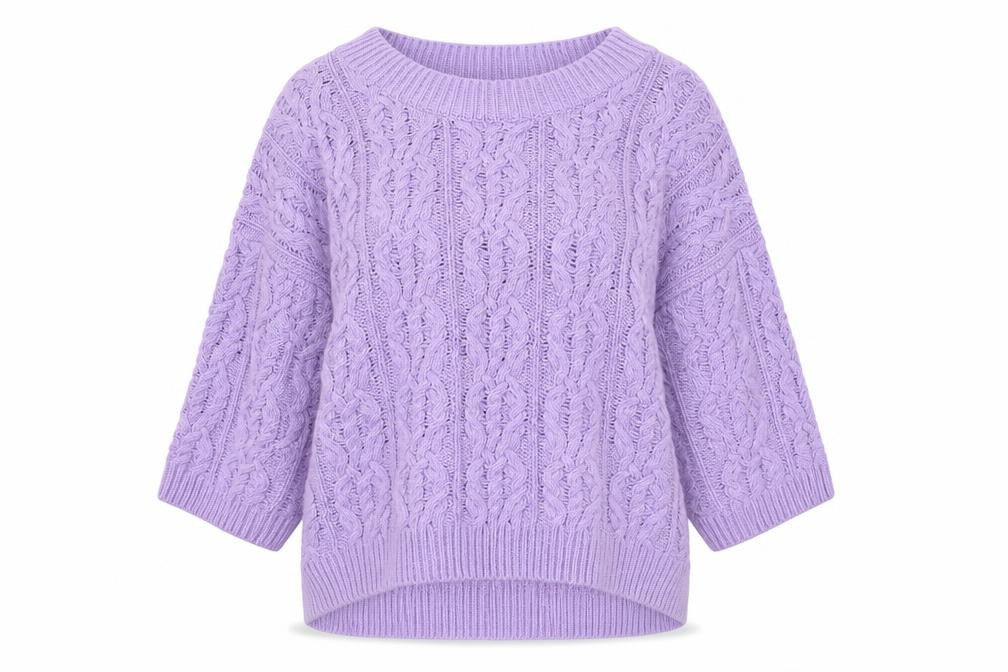 H&M Women’s Purple Cable-Knit Cotton Blend Jumper Size 12