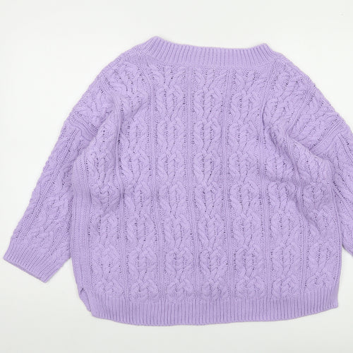 H&M Women’s Purple Cable-Knit Cotton Blend Jumper Size 12