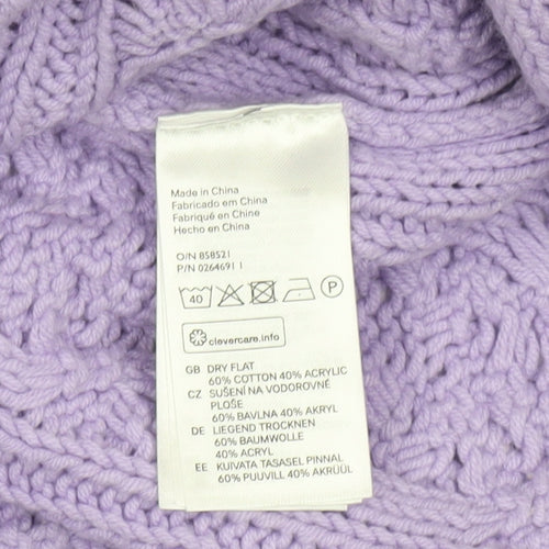 H&M Women’s Purple Cable-Knit Cotton Blend Jumper Size 12