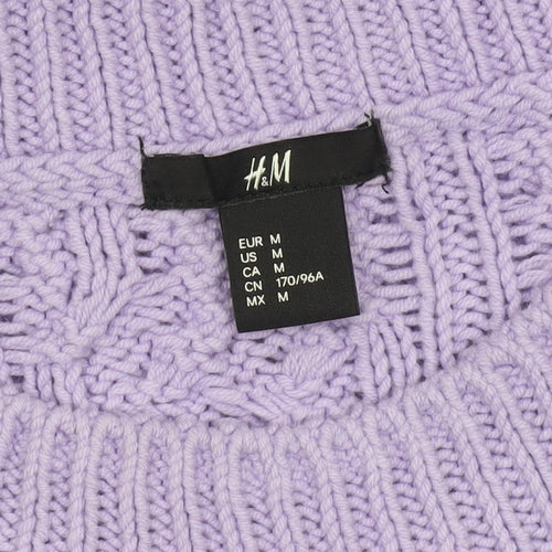 H&M Women’s Purple Cable-Knit Cotton Blend Jumper Size 12