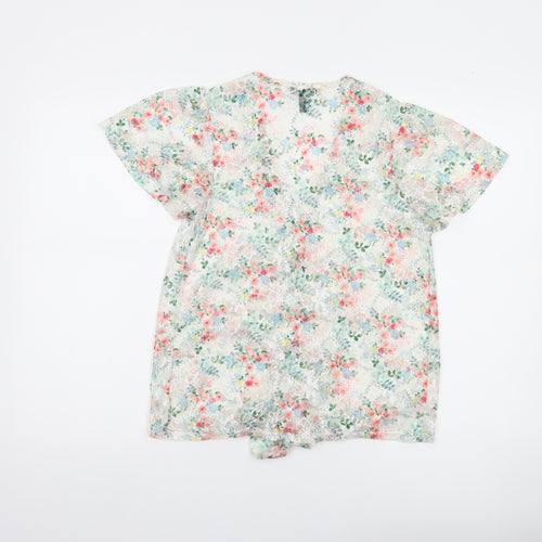New Look Women's Multicoloured Floral Lace Cropped Blouse Size 8