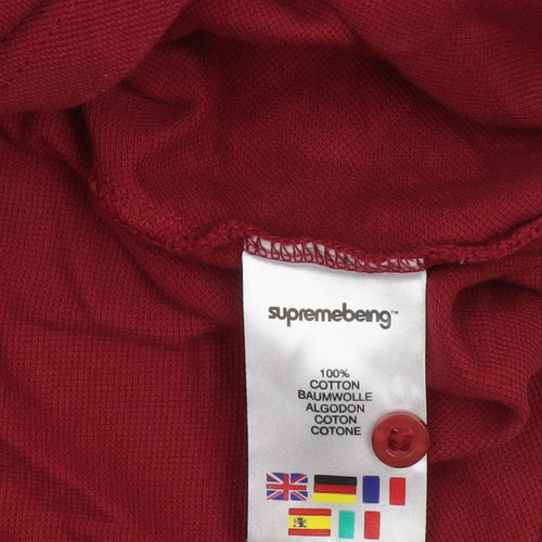 Supremebeing Men's Red Cotton Polo Shirt Size S Casual Classic Fit
