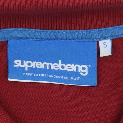 Supremebeing Men's Red Cotton Polo Shirt Size S Casual Classic Fit