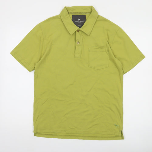 Farrell & Brown Mens Green Cotton Polo Shirt Small Regular Fit