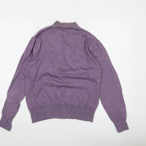 Sasha Women Purple Size 14 Ruffle V-Neck Long Sleeve Pullover Jumper