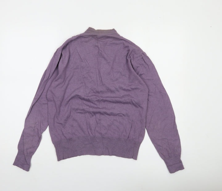 Sasha Women Purple Size 14 Ruffle V-Neck Long Sleeve Pullover Jumper