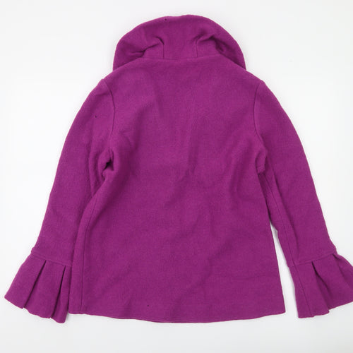Clodagh Gallython Womens Purple Wool Jacket Size 14 Pleated Cuff