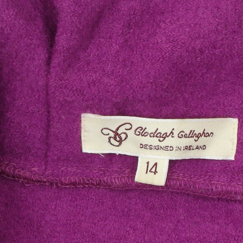 Clodagh Gallython Womens Purple Wool Jacket Size 14 Pleated Cuff