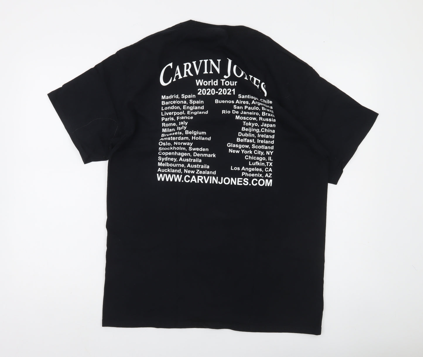 Port & Company Men's Black Carvin Jones World Tour 2020-2021 Graphic T-Shirt Size L
