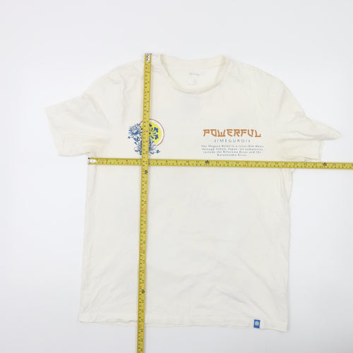 Bershka Men White Graphic Tiger Print Cotton T-Shirt Size M