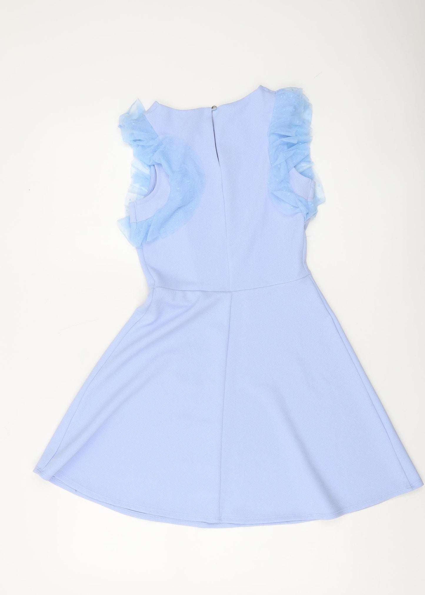 River Island Girls Blue Lace Fit & Flare Party Dress 11-12 Years Flutter Sleeves