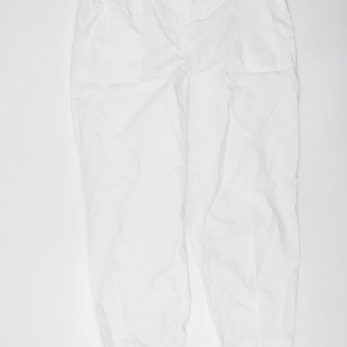 Carolyn Donnelly The Edit Women's White Cropped Cotton Trousers UK 18