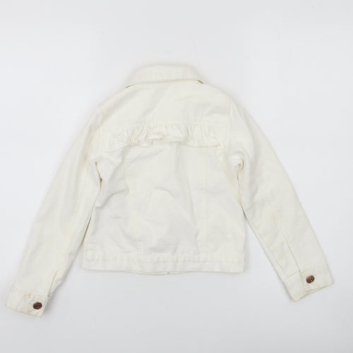 St. Bernard Girls Ivory Cotton Basic Jacket Age 7 Button-Up Ruffle Detail