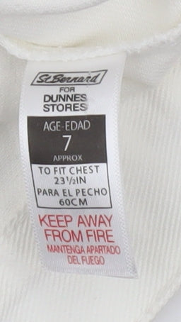 St. Bernard Girls Ivory Cotton Basic Jacket Age 7 Button-Up Ruffle Detail