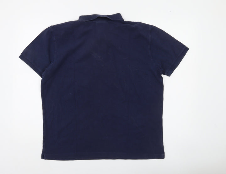 Springfield Men’s Blue Cotton Polo Shirt XL Classic Fit