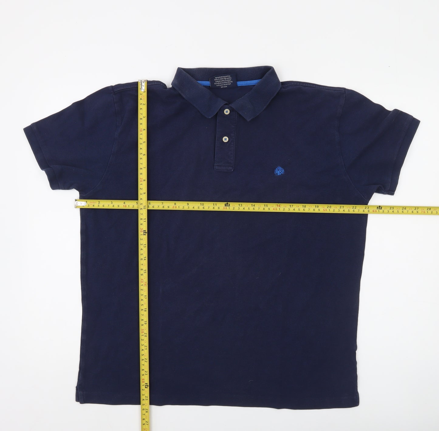 Springfield Men’s Blue Cotton Polo Shirt XL Classic Fit