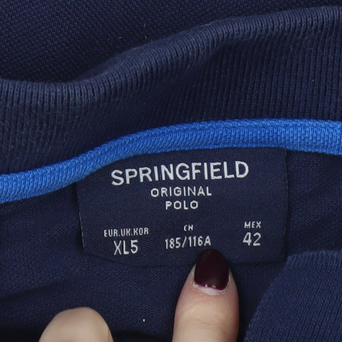 Springfield Men’s Blue Cotton Polo Shirt XL Classic Fit