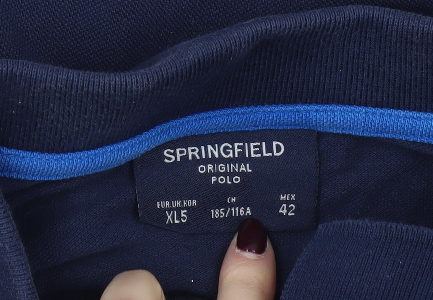 Springfield Men’s Blue Cotton Polo Shirt XL Classic Fit