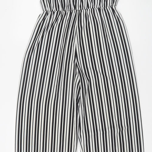 Quiz Women's Black & White Stripe Off Shoulder Wide-Leg Jumpsuit Size 10