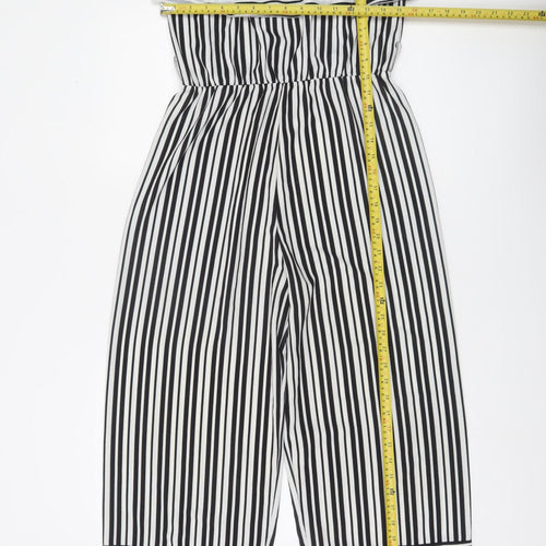Quiz Women's Black & White Stripe Off Shoulder Wide-Leg Jumpsuit Size 10