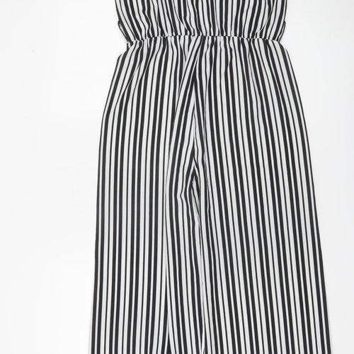 Quiz Women's Black & White Stripe Off Shoulder Wide-Leg Jumpsuit Size 10