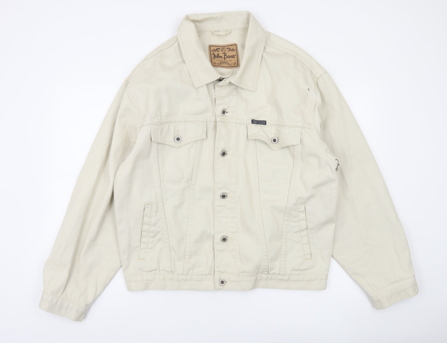 John Baner Men’s Beige Cotton Twill Basic Jacket Size 44 Regular