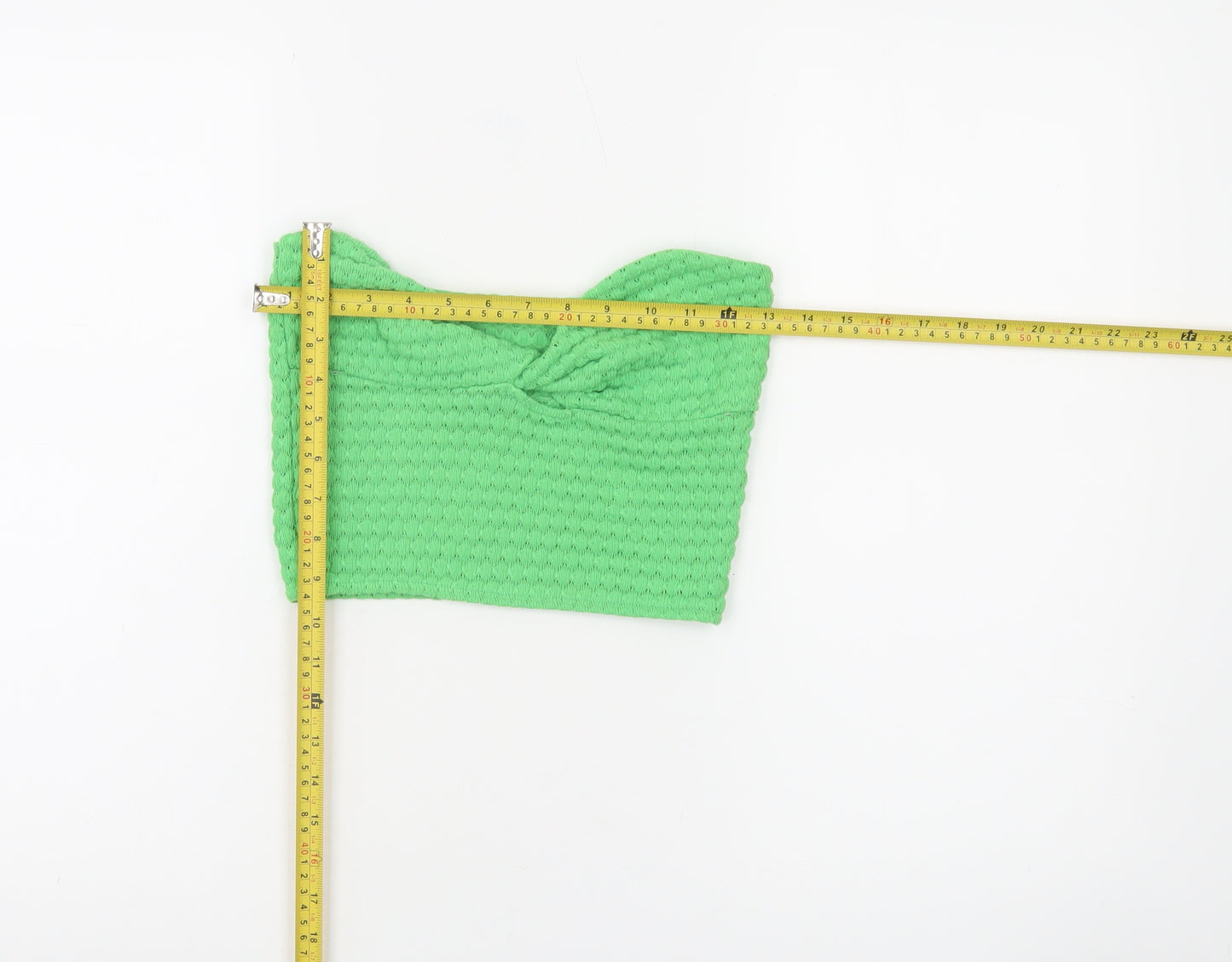 Pull&Bear Women’s Green Cropped Knit Strapless Tank Top Size S