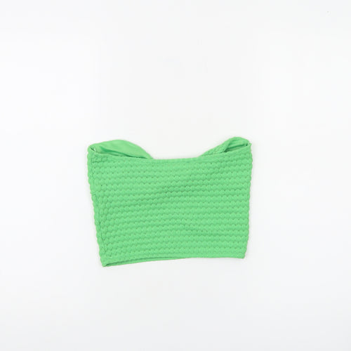 Pull&Bear Women’s Green Cropped Knit Strapless Tank Top Size S