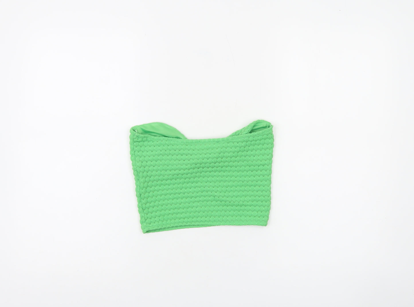 Pull&Bear Women’s Green Cropped Knit Strapless Tank Top Size S
