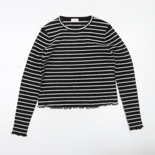 Savida Women's Black Striped Crew Neck Knit Jumper Size 16