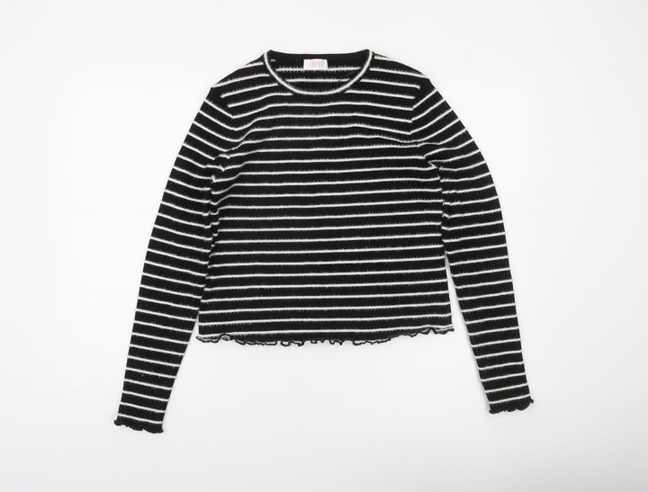 Savida Women's Black Striped Crew Neck Knit Jumper Size 16
