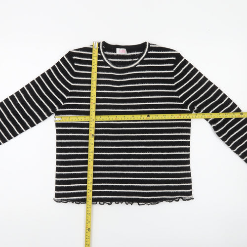 Savida Women's Black Striped Crew Neck Knit Jumper Size 16