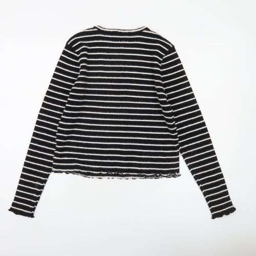 Savida Women's Black Striped Crew Neck Knit Jumper Size 16