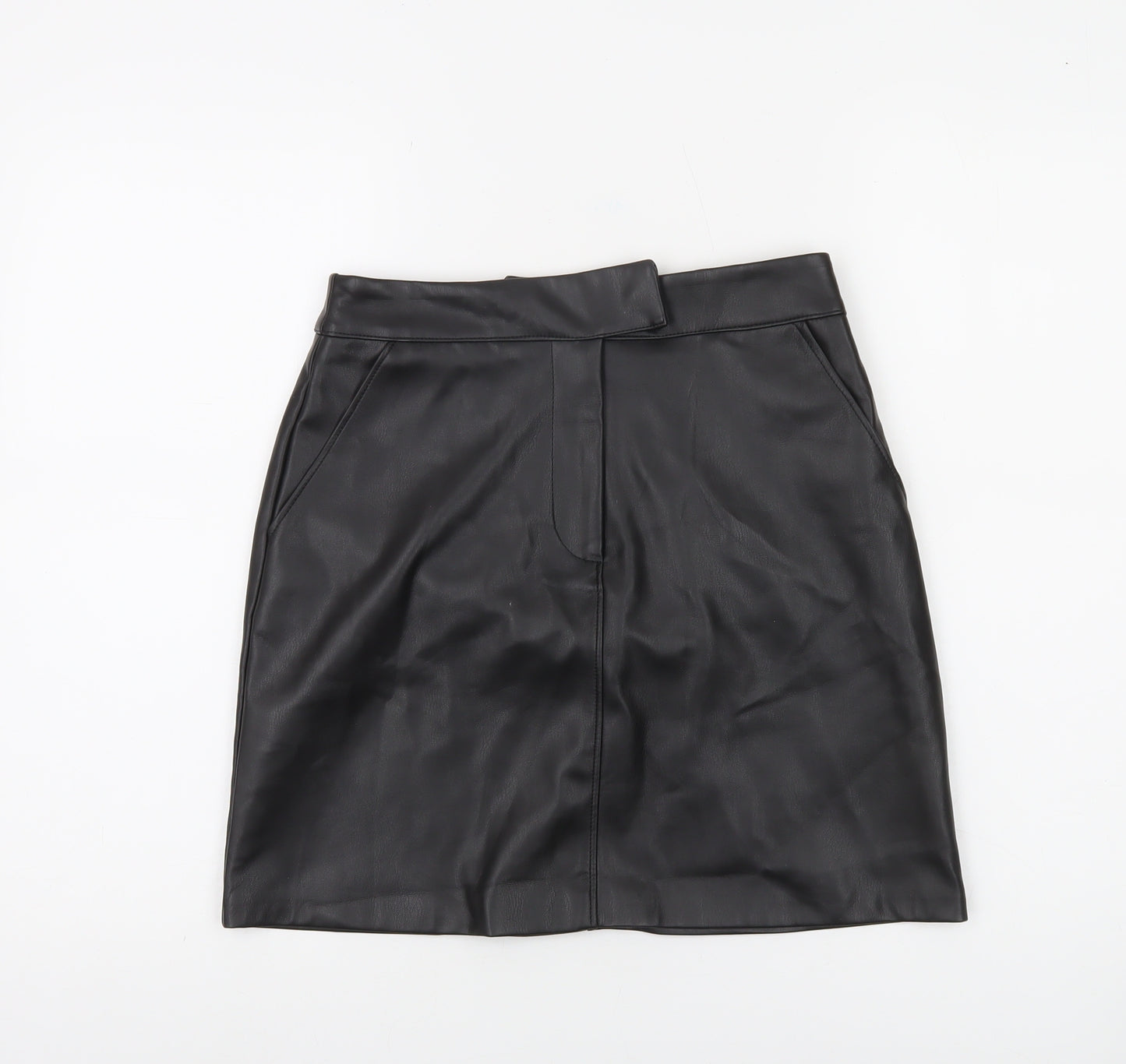 Dunnes Stores Women’s Black Faux Leather Pencil Skirt Size 8 Knee Length