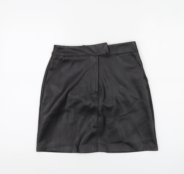 Dunnes Stores Women’s Black Faux Leather Pencil Skirt Size 8 Knee Length