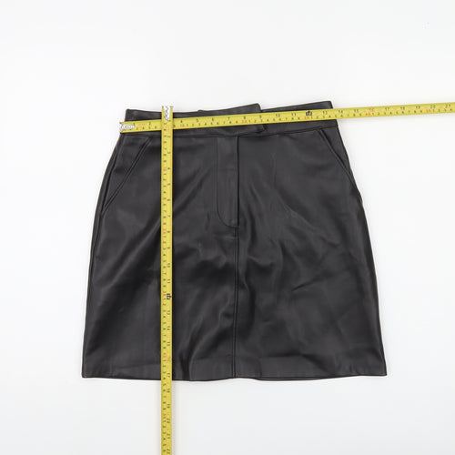 Dunnes Stores Women’s Black Faux Leather Pencil Skirt Size 8 Knee Length