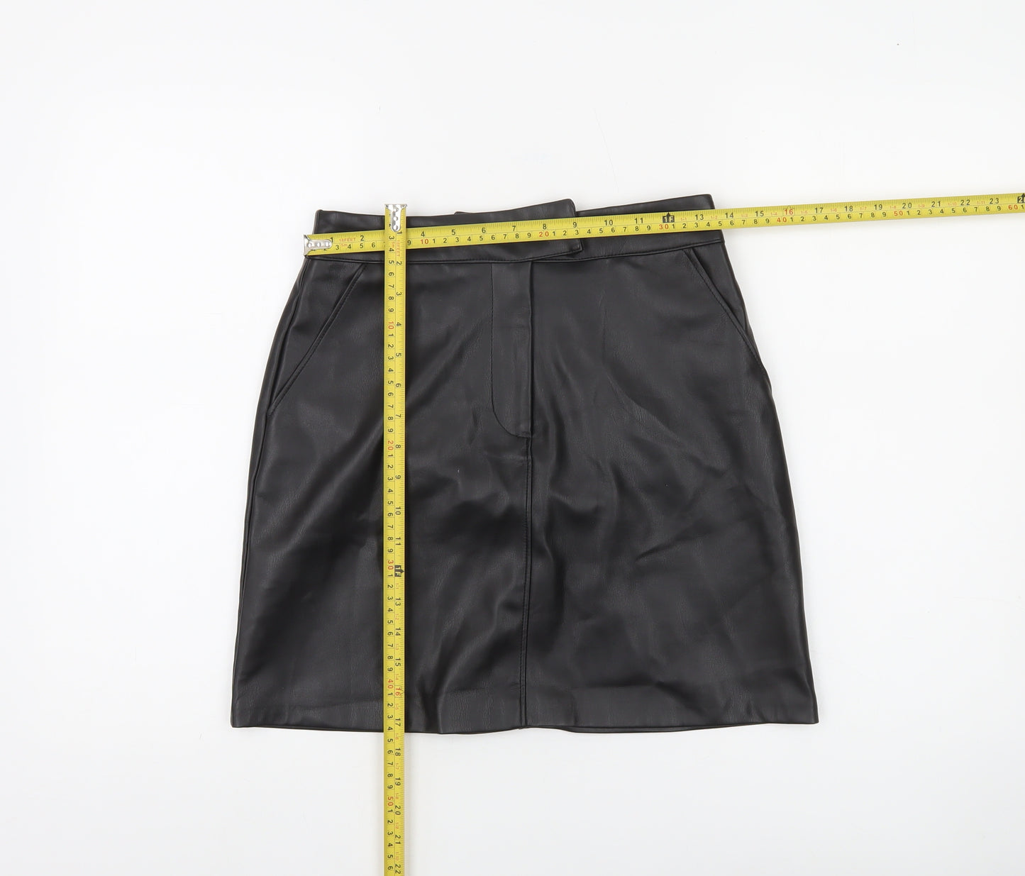 Dunnes Stores Women’s Black Faux Leather Pencil Skirt Size 8 Knee Length
