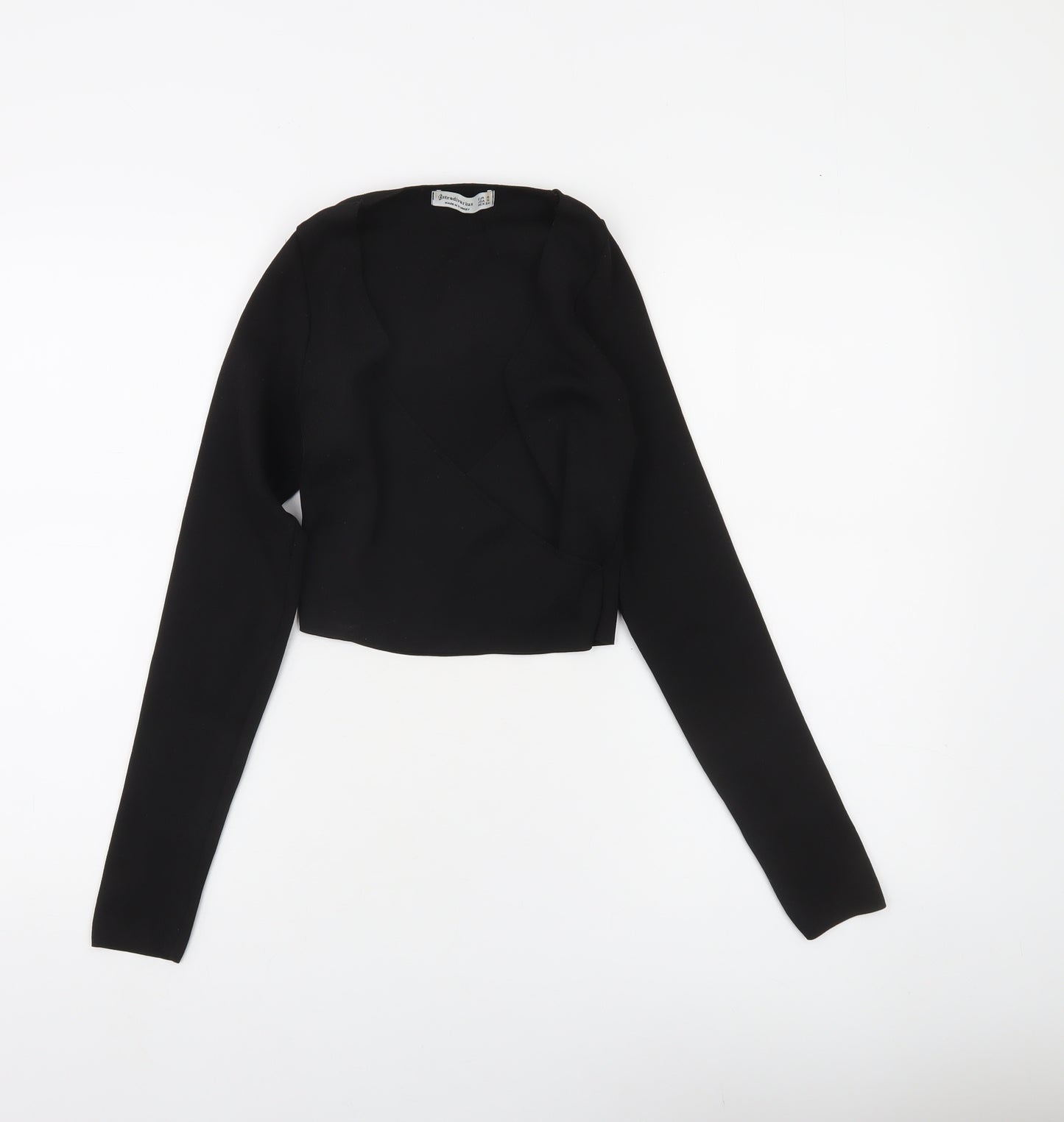 Stradivarius Women's Black Wrap Knitted Jumper Size S