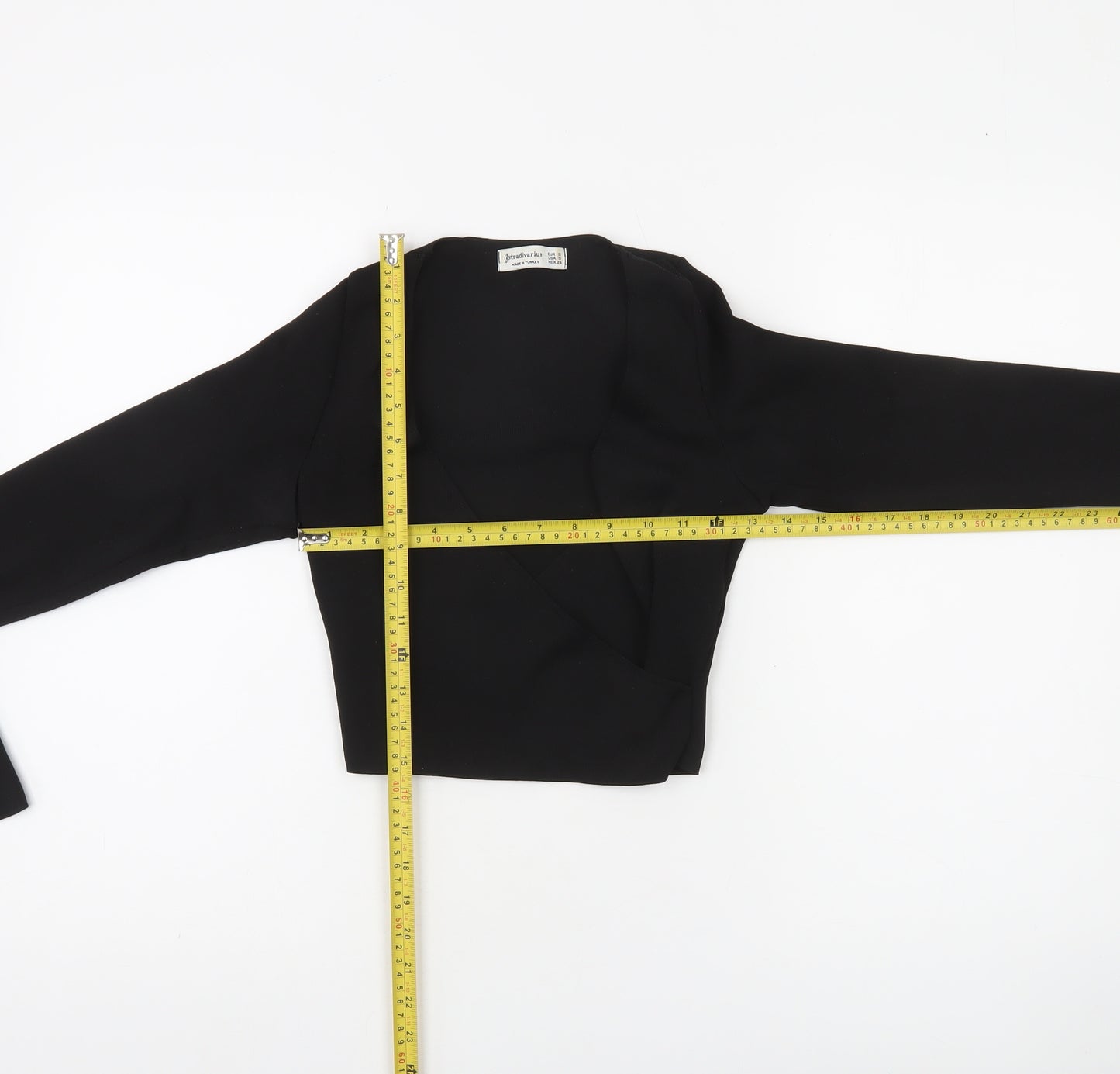 Stradivarius Women's Black Wrap Knitted Jumper Size S