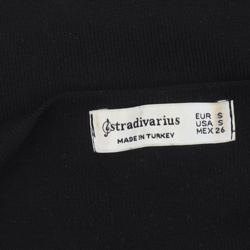 Stradivarius Women's Black Wrap Knitted Jumper Size S