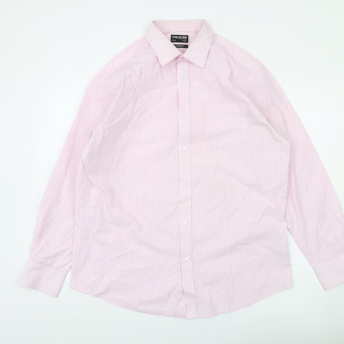 Debenhams The Collection Men's Pink Classic Fit Striped Long Sleeve Dress Shirt 42cm