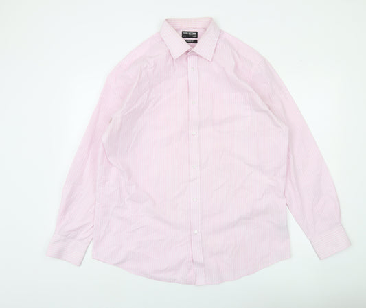 Debenhams The Collection Men's Pink Classic Fit Striped Long Sleeve Dress Shirt 42cm