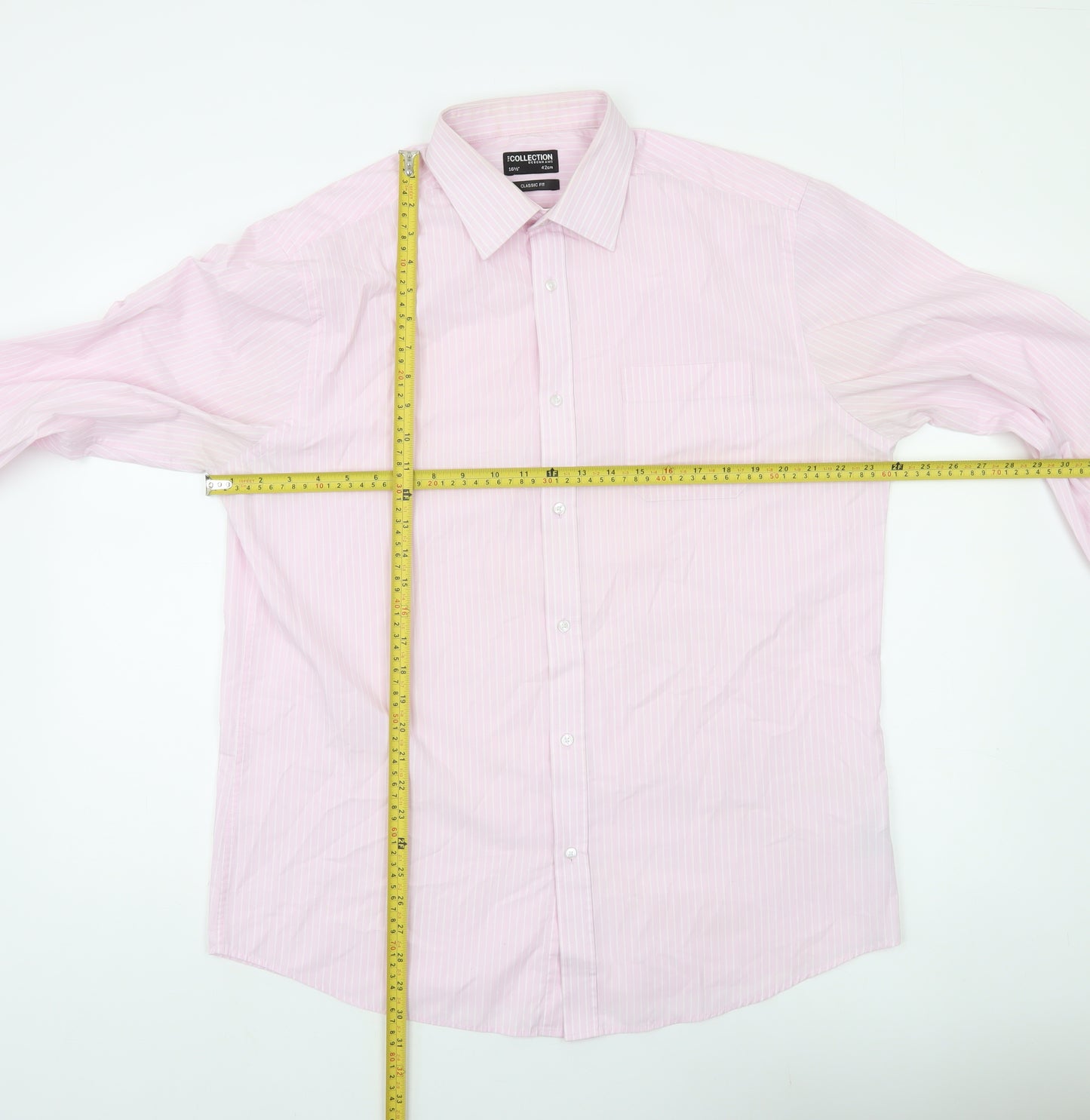 Debenhams The Collection Men's Pink Classic Fit Striped Long Sleeve Dress Shirt 42cm