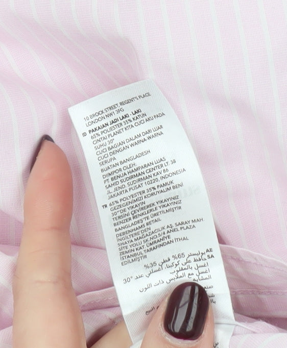 Debenhams The Collection Men's Pink Classic Fit Striped Long Sleeve Dress Shirt 42cm