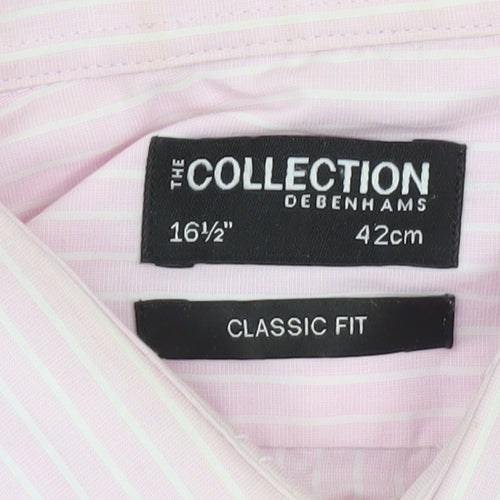 Debenhams The Collection Men's Pink Classic Fit Striped Long Sleeve Dress Shirt 42cm