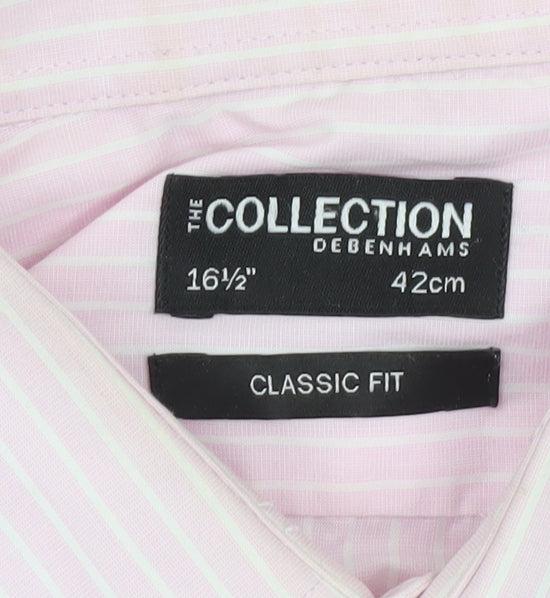 Debenhams The Collection Men's Pink Classic Fit Striped Long Sleeve Dress Shirt 42cm