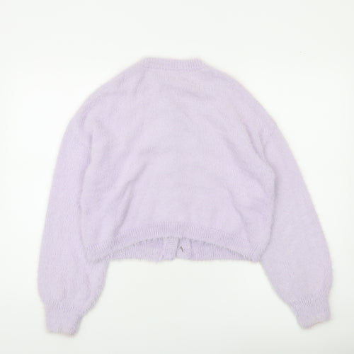 Stradivarius Women's Purple XS Crew Neck Button Cardigan